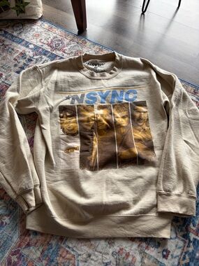 NSYNC Beige Graphic Crewneck Sweatshirt